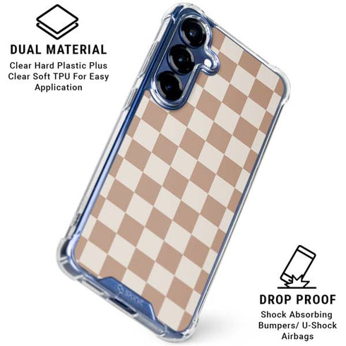 Neutral Checkered Galaxy S25 Clear Case